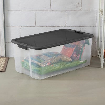 Sterilite 116 Qt Ultra Clear Latch Box Clear Base Flat Gray Lid and Latches: Stackable Storage Tote with Handles (LOCAL PICKUP ONLY)