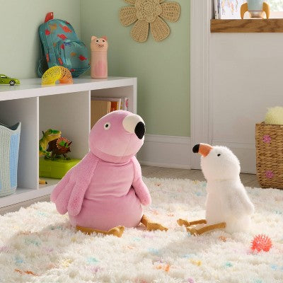 Flamingo and Baby Weighted Plush Kids' Throw Pillow Pink - Pillowfort