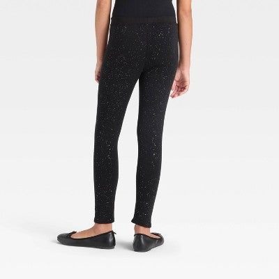 Girls' Cozy Leggings - Cat & Jack Black Sparkle S Slim