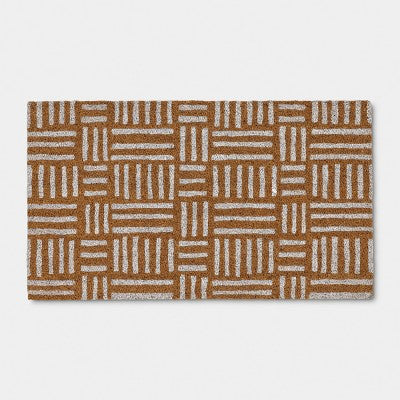 1'4"x2'4" Crosshatch Rectangle Outdoor Door Mat White - Room Essentials (LOCAL PICKUP ONLY)