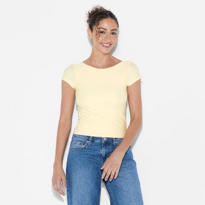 Women's Short Sleeve Boatneck Synthetic T-Shirt XL