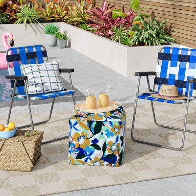 Webstrap Folding Patio Chair Blue - Room Essentials (LOCAL PICKUP ONLY)