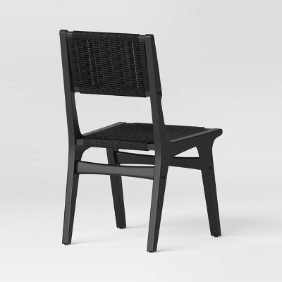 Ceylon Woven Dining Chair Black (FA) - Threshold: Rubberwood Frame, Metal Hardware, No Assembly Required (LOCAL PICKUP ONLY)