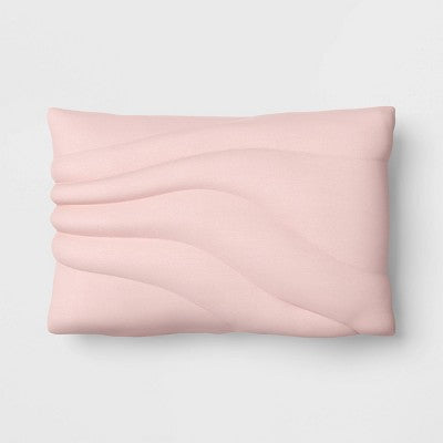 12" x 18" Lumbar Cotton Jersey Quilted Puff Throw Pillow Pink - Room Essentials