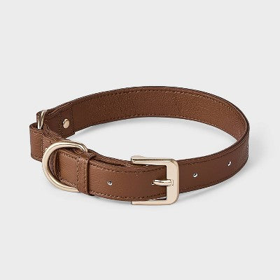 Dog Fashion Collar - L - Faux Leather Neutral - Boots & Barkley