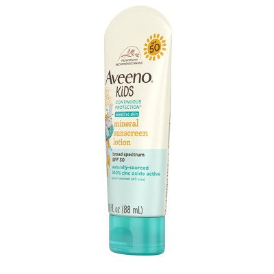 Aveeno Kids Continuous Protection Zinc Oxide Mineral Sunscreen - SPF 50 - 3 fl oz