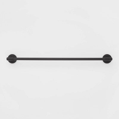 24" Clean Towel Bar Black - Threshold: Zinc & Stainless Steel Bathroom Holder, Single Rod Design (LOCAL PICKUP ONLY)