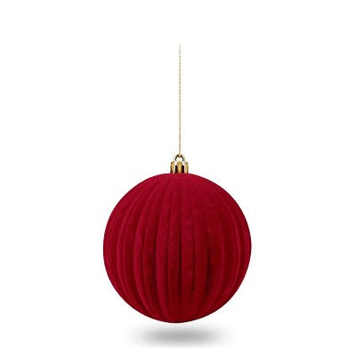 Flocked Ornaments Red Ball - Bullseye's Playground
