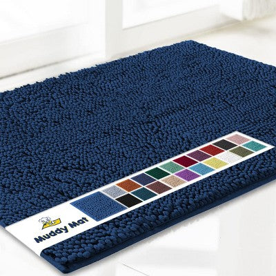 Muddy Mat Highly Absorbent Soft Chenille Door Mat and Pet Rug Non Slip Thick Washable Area and Bath Mat for Indoor & Outdoor-Grey Medium 19"x30"
