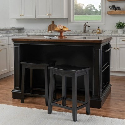 Powell Posie Kitchen Island with 2 Stools Black (LOCAL PICKUP ONLY)