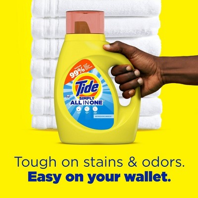 Tide Simply Liquid Laundry Detergent, Refreshing Breeze Scent, 24 Loads, 32 fl oz, All-In-One Detergent