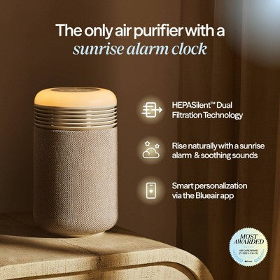 Blueair Mini Restful Air purifier and Sunrise Alarm Clock Beige