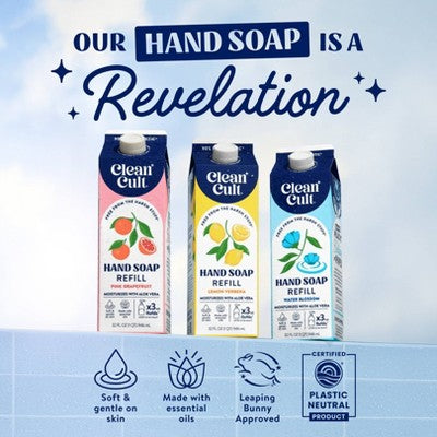 Cleancult Liquid Hand Soap - Refillable Aluminum Bottle - Lemon Verbena - 12 fl oz