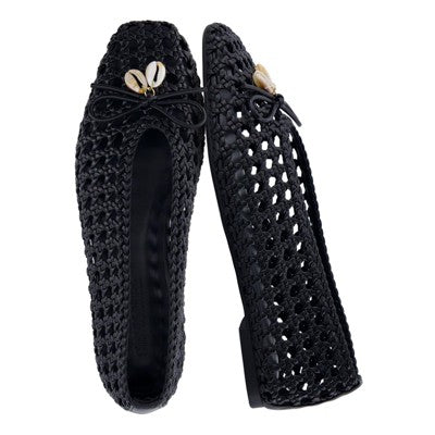 CUSHIONAIRE Witty Ballet Flats for Women, Black 9.5