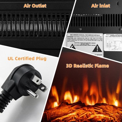 Costway 18" Electric Fireplace Inserts & Freestanding Adjustable Heater Log Flame 1400W (LOCAL PICKUP ONLY)