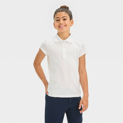 Girls' Short Sleeve Jersey Uniform Polo Shirt Cat & Jack White M