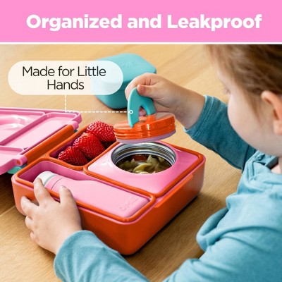 OMIE OmieBox Insulated Bento Lunch Box with Leakproof Thermos Food Jar 3 Compartments - Pink Berry
