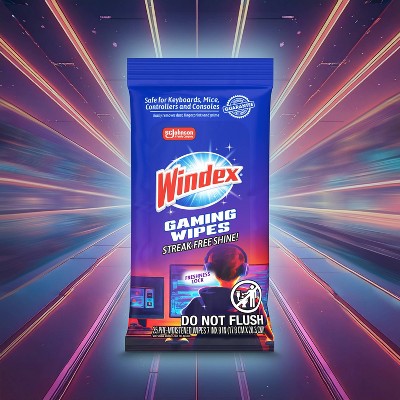 Windex Original Gaming All-Purpose Cleaners Wipes - 25ct: Resealable Bag, Streak-Free Surface, Removes Dust, Multi-Surface