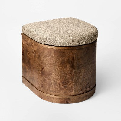 Burled Wood Upholstered Storage Ottoman Dark Brown - Threshold designed with Studio McGee (LOCAL PICKUP ONLY)