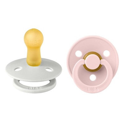 Bibs Colour Latex Pacifier - 6-18 Months - Size 2 - 2pk - Haze/Blossom: Rubber Latex, BPA-Free, Ventilated