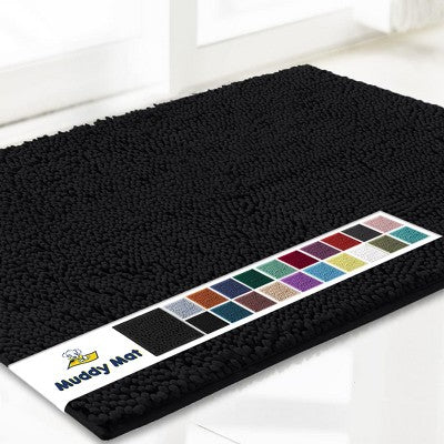 Muddy Mat Highly Absorbent Soft Chenille Door Mat and Pet Rug Non Slip Thick Washable Area and Bath Mat for Indoor & Outdoor-Grey Medium 19"x30"