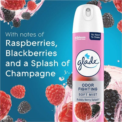 Glade Odor Fighting Soft Mist Aerosol Room Air Freshener - Bubbly Berry Splash - 8oz