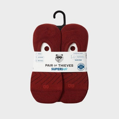 Pair of Thieves Men's 6pk No Show Socks - Dark Red 6-12