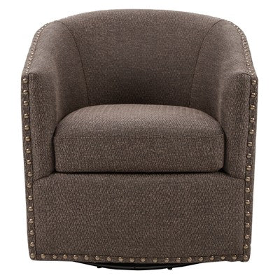 Madison Park Sheldon Swivel Chair Chocolate : Upholstered Accent, No Assembly, 300lb Capacity (LOCAL PICKUP ONLY)