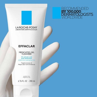 La Roche Posay Effaclar Acne Face Cleanser Medicated Gel Face Cleanser with Salicylic Acid for Acne Prone Skin - 1.69 fl oz