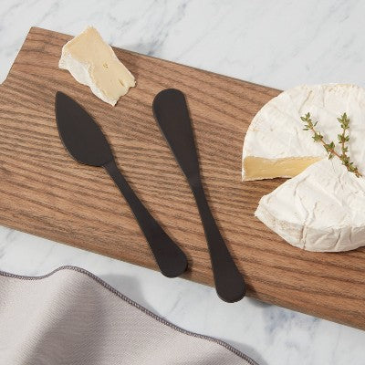 2pk Stainless Steel Cheese Knives Black - Threshold