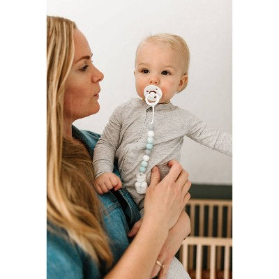 Loulou Lollipop Gem Silicone Pacifier Clip - Blue Mint