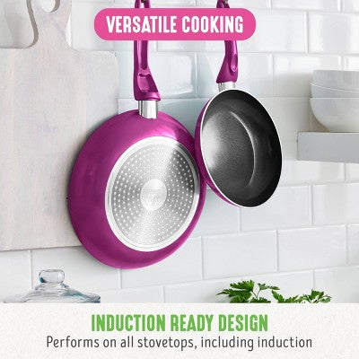 GreenLife Essentials 8" Ceramic Nonstick Aluminum Fry Pan Bright Pink: Dishwasher-Safe, Smooth Induction Compatible