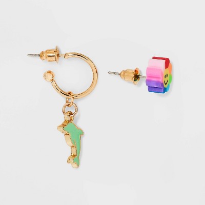 Girls' 15pk Mushroom Studs and Hoops Earring Set - art class