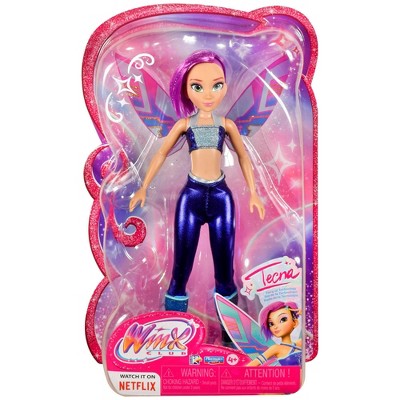 Winx Club Tecna Fairy 10.5" Fashion Doll with Glitter Outfit and Removable Wings