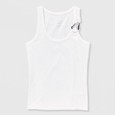 Women's Slim Fit Hardware Ribbed Tank Top - A New Day White XS