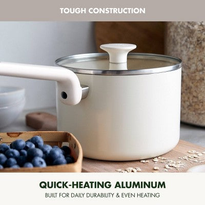 GreenPan Rio Advanced 3qt Ceramic Nonstick Sauce Pan with Lid Cream