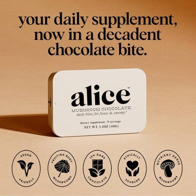 Alice Mushrooms Brainstorm Mushroom Dietary Supplement Chocolates - 8ct