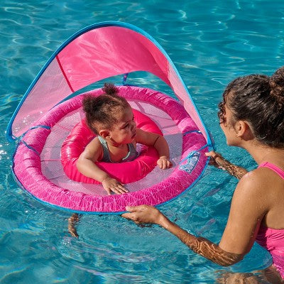 Swimways Sun Canopy Spring Float with Hyper-Flate Valve Pool Lounger