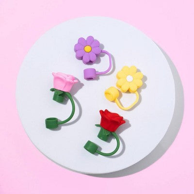 CharCharms 4pk Flowers Straw Toppers
