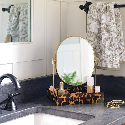 Leopard Print Tray with Gold Mirror - Threshold
