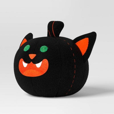 Fabric Pumpkin Black Cat Figurine - Hyde and EEK! Boutique