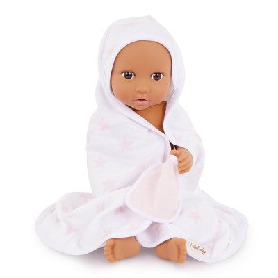 LullaBaby Baby Doll Clothing Set Pink Dress Pajama and Pink Star Bath Towel