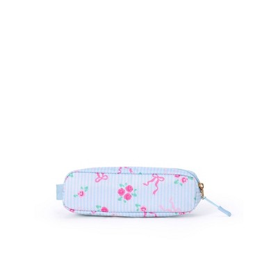 Locker Club Elevated Backpack Set with Pencil Case and Headphones - Blue Stripe Ribbons