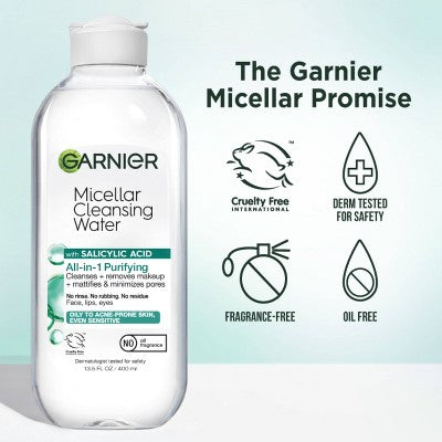 Garnier Micellar Water Purifying Facial Cleanser with Salicylic Acid Makeup Remover - 13.5 fl oz
