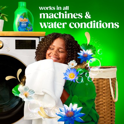 Gain Waterfall Delight Plus Liquid Laundry Detergents 75 Loads - 99oz: Cold Water Detergent, Spill-Resistant Lid