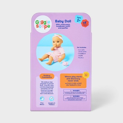14" Girl Baby Doll - Blonde Hair + Hazel Eyes - Gigglescape