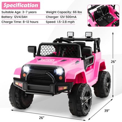 Costway 12V Kids Ride On Truck Car Electric Vehicle Remote w/ Music & Light Pink (LOCAL PICKUP ONLY)