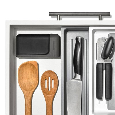 OXO Knife Sharpener: Manual Stainless Steel & Ceramic, Tungsten Carbide, Black, Lifetime Warranty, 5.39" Length