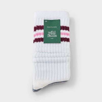 Women's 2pk Slouch Socks - Wild Fable Cream/Gray 4-10