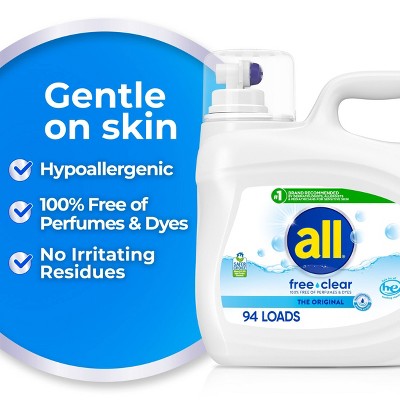 All Unscented Free Clear for Sensitive Skin HE Liquid Laundry Detergent 94 Loads - 118 fl oz
